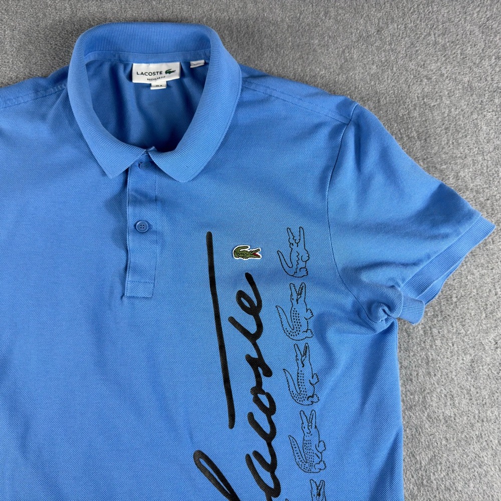 Lacoste Piqué Polo Shirt Mens M Blue Logo Short Sleeve